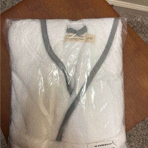 White Baby Bathrobe with Gray Trim